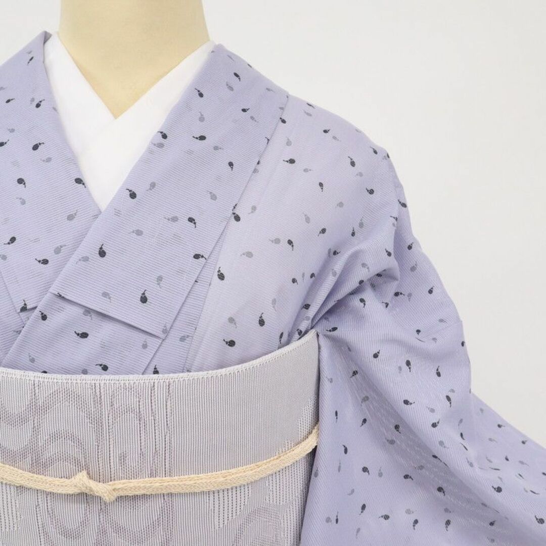 新品 洗える♪夏着物 絽 小紋 長尺トールサイズ 小ナス柄 淡紫 8KP1の