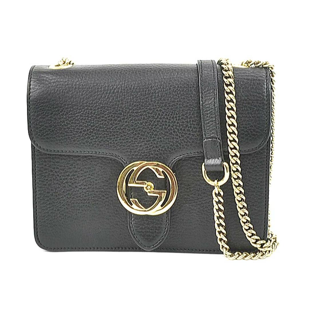 Gucci(グッチ)のグッチ GUCCI 斜め掛けショルダーバッグ レザー/メタル ブラック/ライトゴールド レディース 510304 送料無料【中古】 e56533k レディースのバッグ(ショルダーバッグ)の商品写真