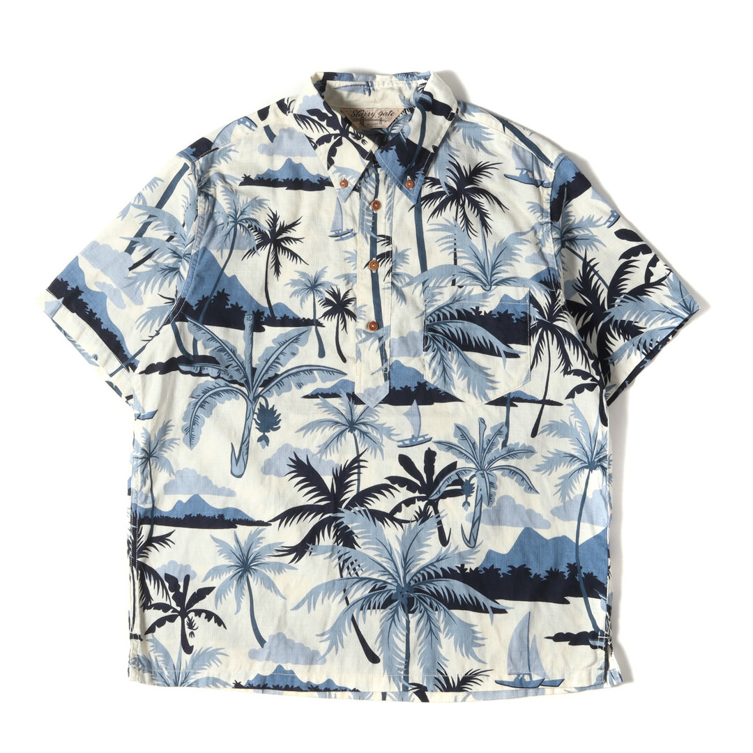 JELADO ジェラード シャツ サイズ:XL STARRY GATE パームツリー 柄 プルオーバー ボタンダウン 半袖 アロハシャツ Pullover B.D. Aloha Shirts 16SS ホワイト ブルー 白青 トップス カジュアルシャツ ハワイアン  【メンズ】