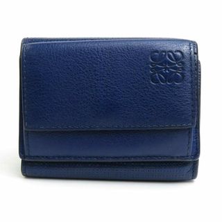 ロエベ(LOEWE)のロエベ LOEWE 三つ折り財布 アナグラム レザー ネイビーブルー ユニセックス 送料無料【中古】 e56545a(財布)