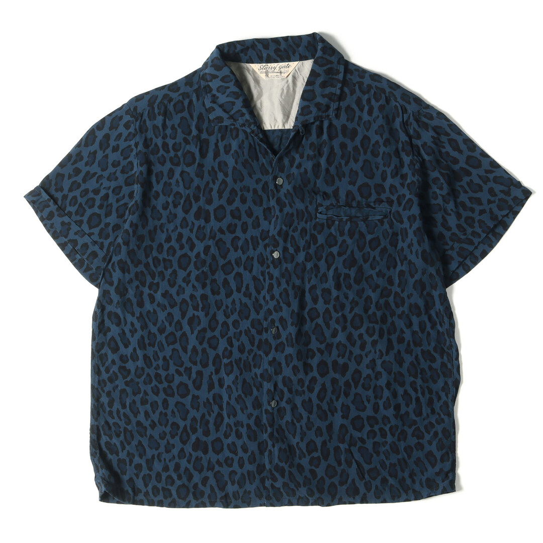 シャツJELADO ジェラード シャツ サイズ:1 STARRY GATE レオパード 柄 イタリアンカラー レーヨン 半袖 シャツ Vincent Shirts ヴィンセントシャツ 19SS オールドネイビー 紺 トップス カジュアルシャツ 【メンズ】