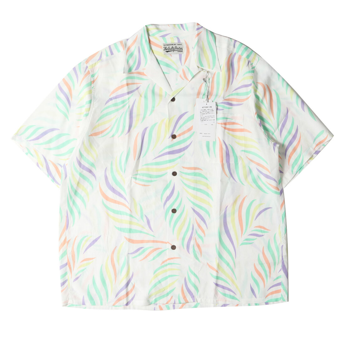 WACKO MARIA ワコマリア シャツ サイズ:L 23SS リーフ 柄 レーヨン ハワイアンシャツ アロハシャツ LEAF HAWAIIAN  SHIRT ホワイト 白 トップス カジュアルシャツ 半袖 【メンズ】 | フリマアプリ ラクマ