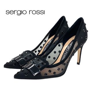 セルジオロッシ(Sergio Rossi)の未使用 セルジオロッシ パンプス 靴 シューズ スエード ブラック 黒 sr1 メッシュ ビジュー(ハイヒール/パンプス)