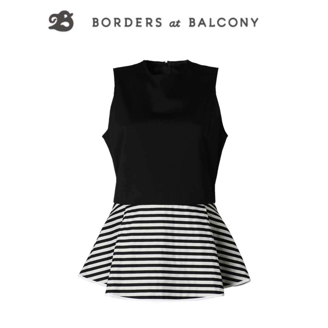 BORDERS at BALCONY/PEPLUM SLEEVELESS TEE