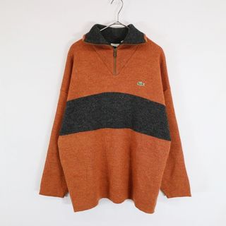 LACOSTE ラコステ ハーフジップ ドライバーズニット セーター ストリート  ユーロ オレンジ (メンズ 5) 中古 古着 N5277(ニット/セーター)