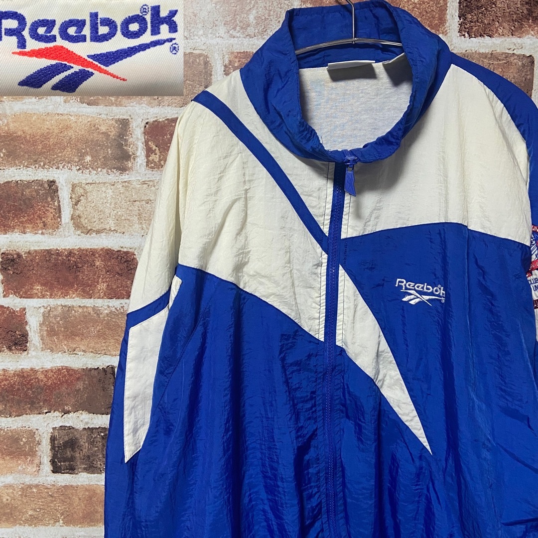 リーボック　Reebok　ナイロンジャケット　90S グリーン　レアデザイン　L