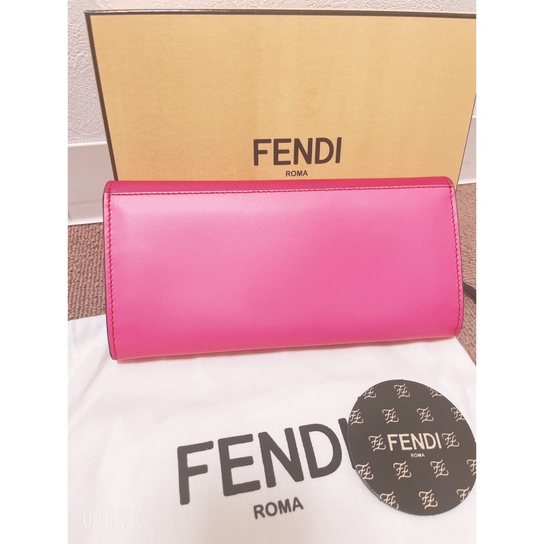 フェンディ FFダイヤモンド FENDI  ピンク 長財布 カーフスキン レザー