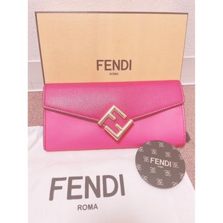 フェンディ(FENDI)のフェンディ FFダイヤモンド FENDI  ピンク 長財布 カーフスキン レザー(財布)