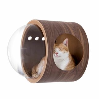 MYZOO 宇宙船 猫ハウス 猫ベッド ペット用ベッド ドーム状 壁付け対応 床(猫)
