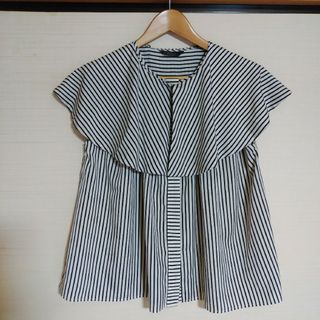 アーバンリサーチロッソ(URBAN RESEARCH ROSSO)の■美品■アーバンリサーチロッソ　2wayストライプフレンチスリーブブラウス(シャツ/ブラウス(半袖/袖なし))