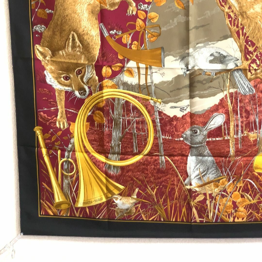 ☆極美品☆HERMES カレ90 大判スカーフ 森の狩猟 ♯0861y231