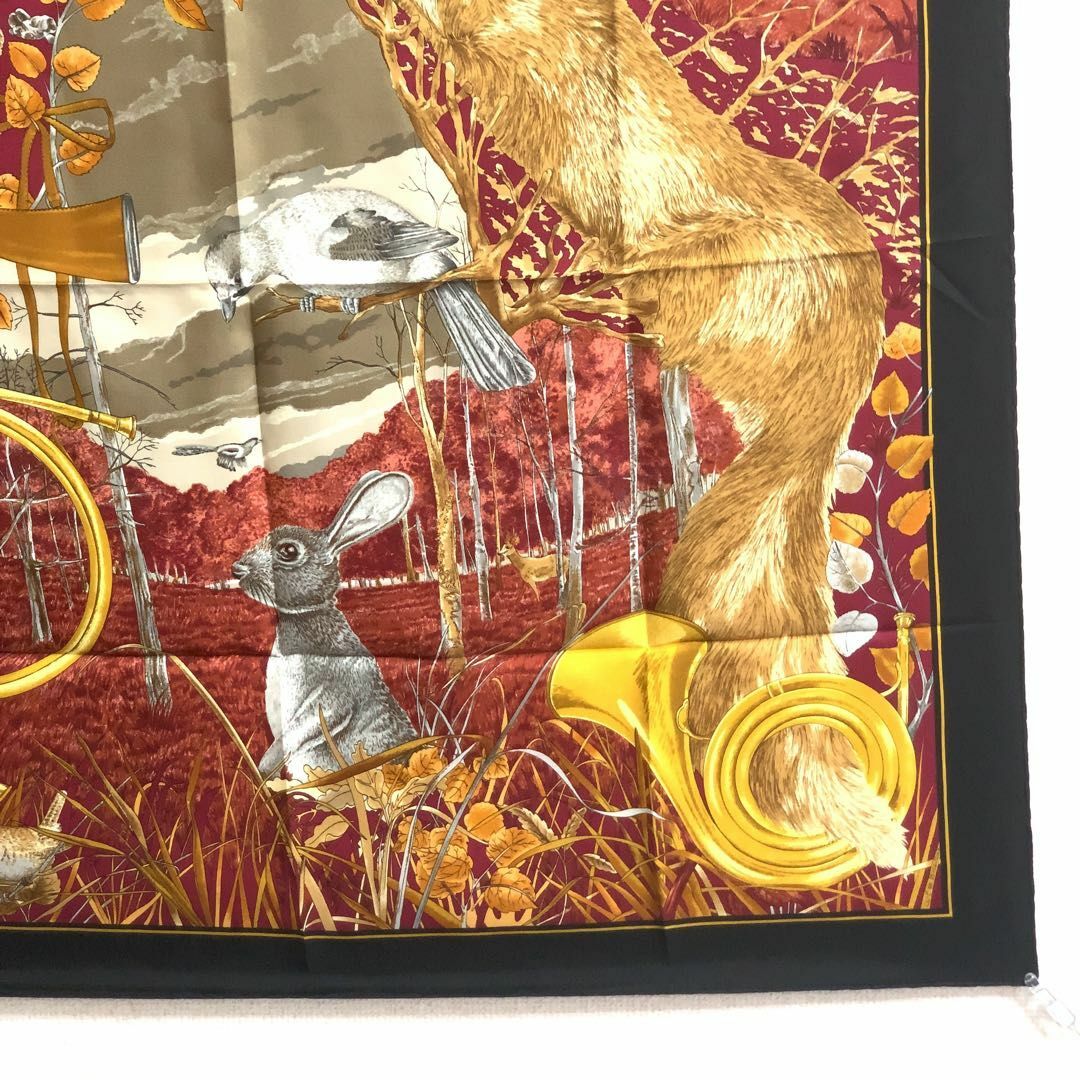 ☆極美品☆HERMES カレ90 大判スカーフ 森の狩猟 ♯0861y231