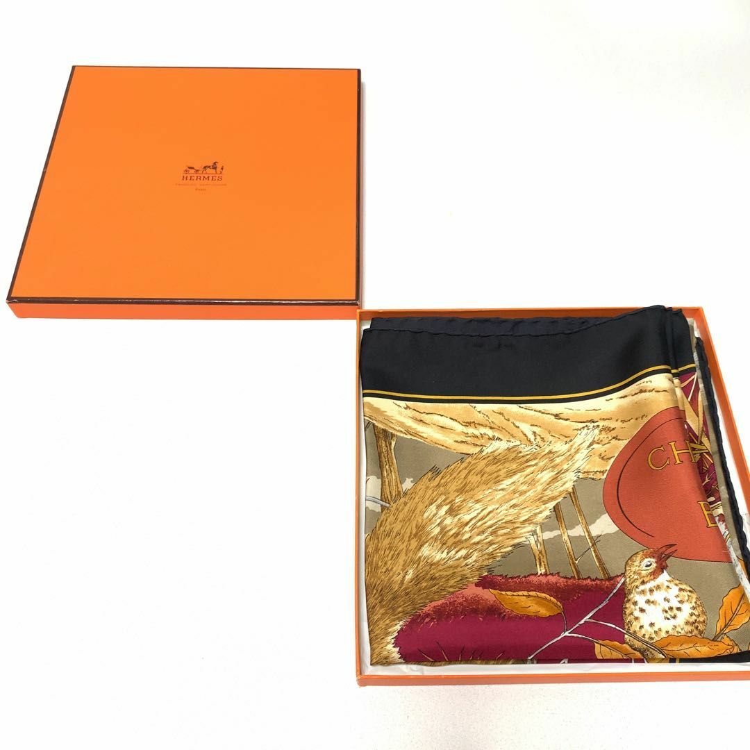☆極美品☆HERMES カレ90 大判スカーフ 森の狩猟 ♯0861y231