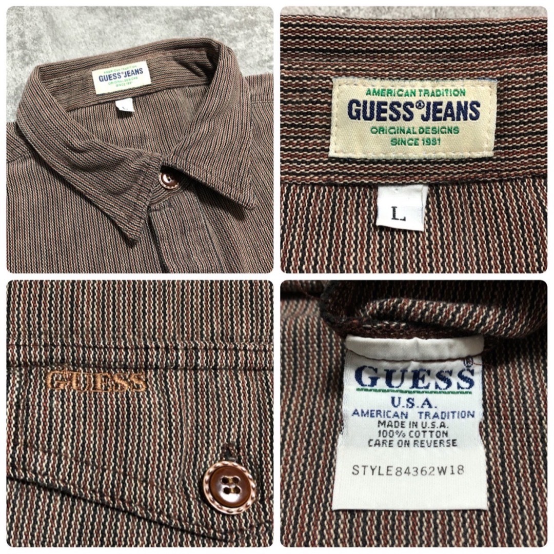 GUESS(ゲス)のゲスジーンズGUESS☆USA製ワンポイント刺繍ロゴWポケットレトロワークシャツ メンズのトップス(シャツ)の商品写真