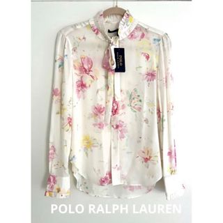 ポロラルフローレン(POLO RALPH LAUREN)のPOLO ラルフローレン　シルクシャツ　シャツ　花柄　小さめサイズ　米国購入新品(シャツ/ブラウス(長袖/七分))