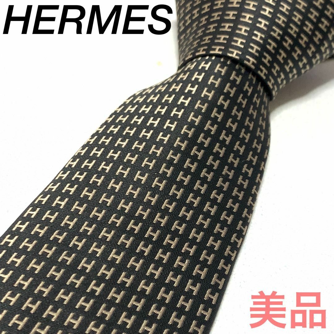 Hermes - ☆美品☆エルメス H柄 ネクタイ✨ブラック✨ #085594の通販 ...