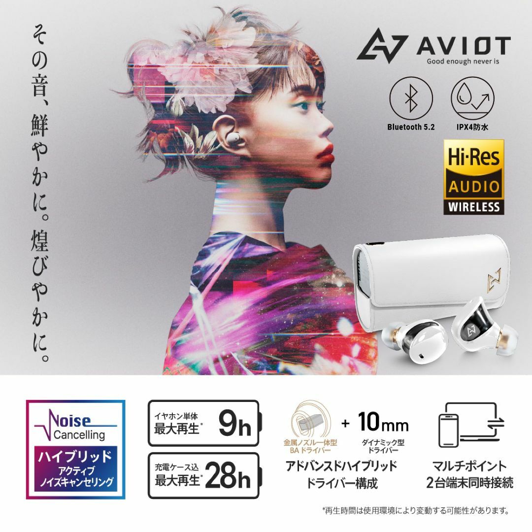 AVIOT TE-J1 ノイズキャンセリング イヤホン ハイレゾ対応