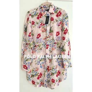 ポロラルフローレン(POLO RALPH LAUREN)のPOLO ラルフローレン　シャツ　麻　花柄　ロングシャツ　米国購入　新品(シャツ/ブラウス(長袖/七分))