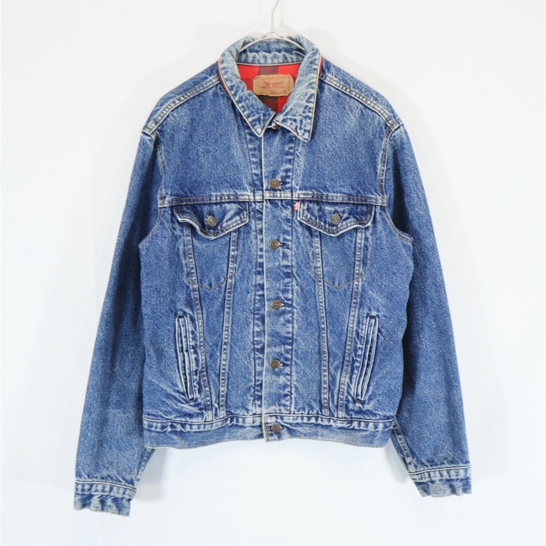 80年代 USA製 Levi's リーバイス 裏地チェック デニムジャケット アメカジ  カジュアル インディゴブルー (メンズ M)   N6547