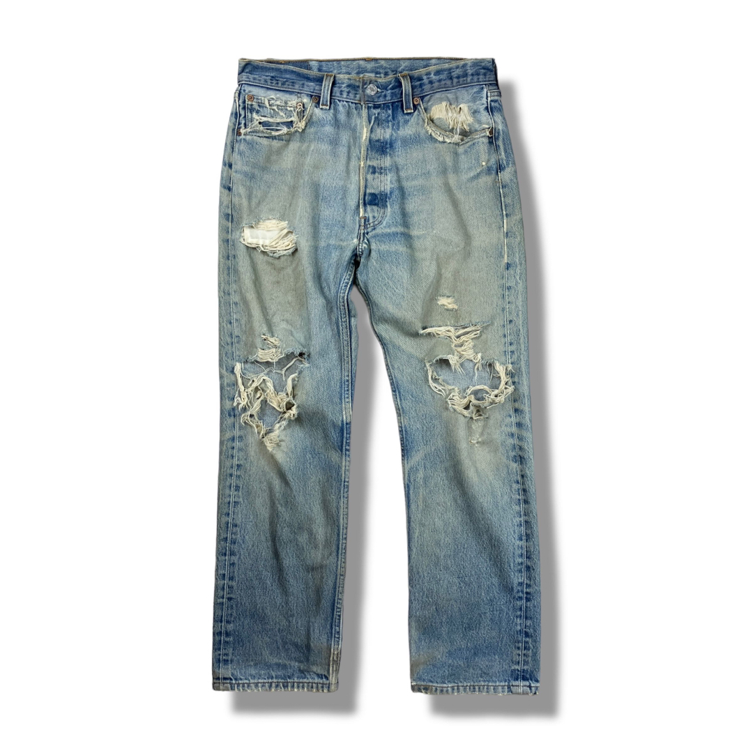 90s USA製 Levi's 501xx クラッシュデニム グランジ ジーンズ - www