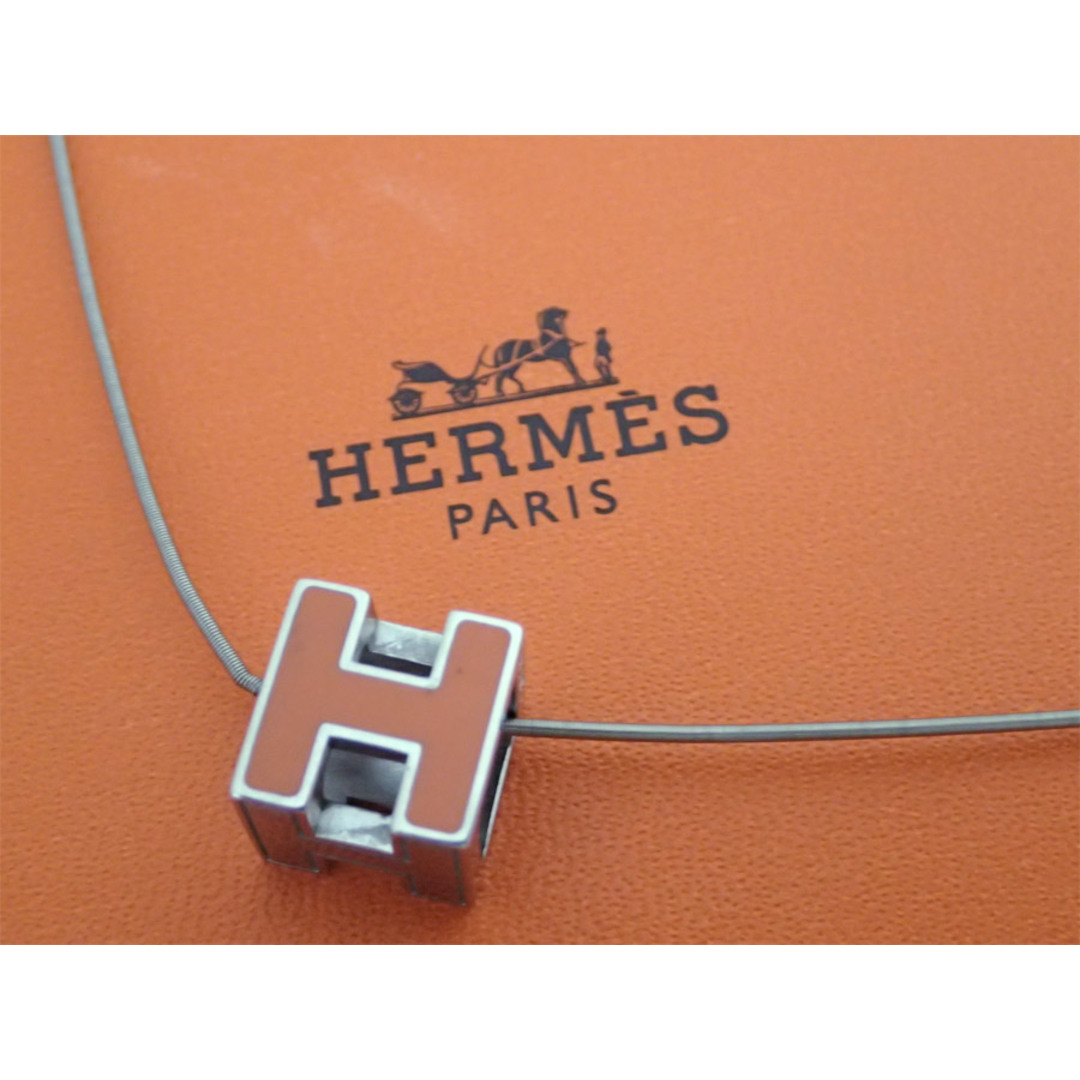 エルメス HERMES ネックレス Hキューブ カージュドアッシュ メタル/エナメル シルバーｘオレンジ ユニセックス 送料無料 e54909j