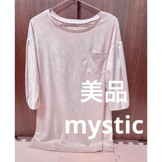 ミスティック(mystic)の【美品】mystic タックスリーブスウェードチュニック ピンクベージュ フリー(カットソー(長袖/七分))