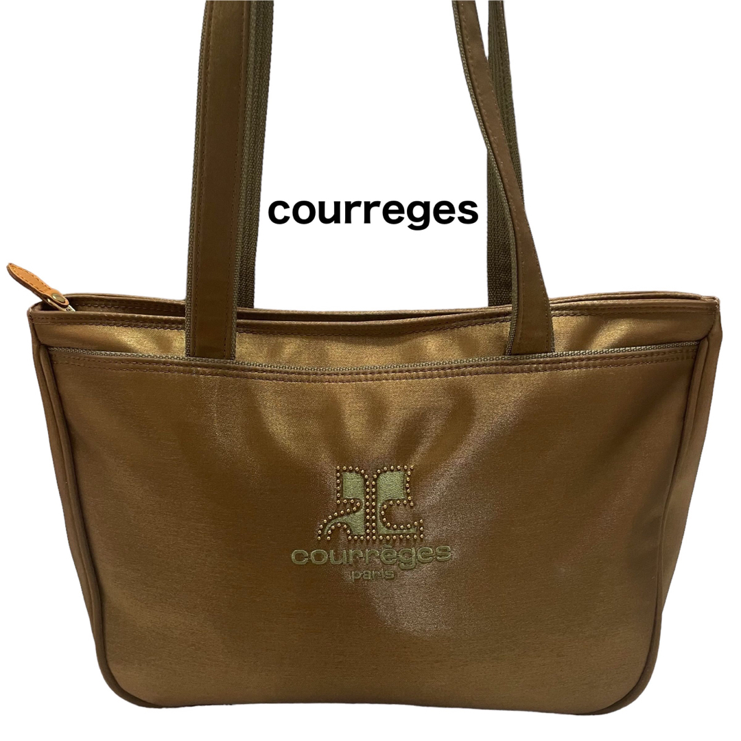 courreges トートバッグ　A4サイズ収納可能　肩掛け可能　ビッグロゴ