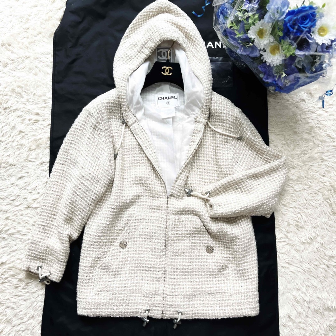 美品 CHANEL シャネル ツイード ジャケット ブルゾン パーカー COCO