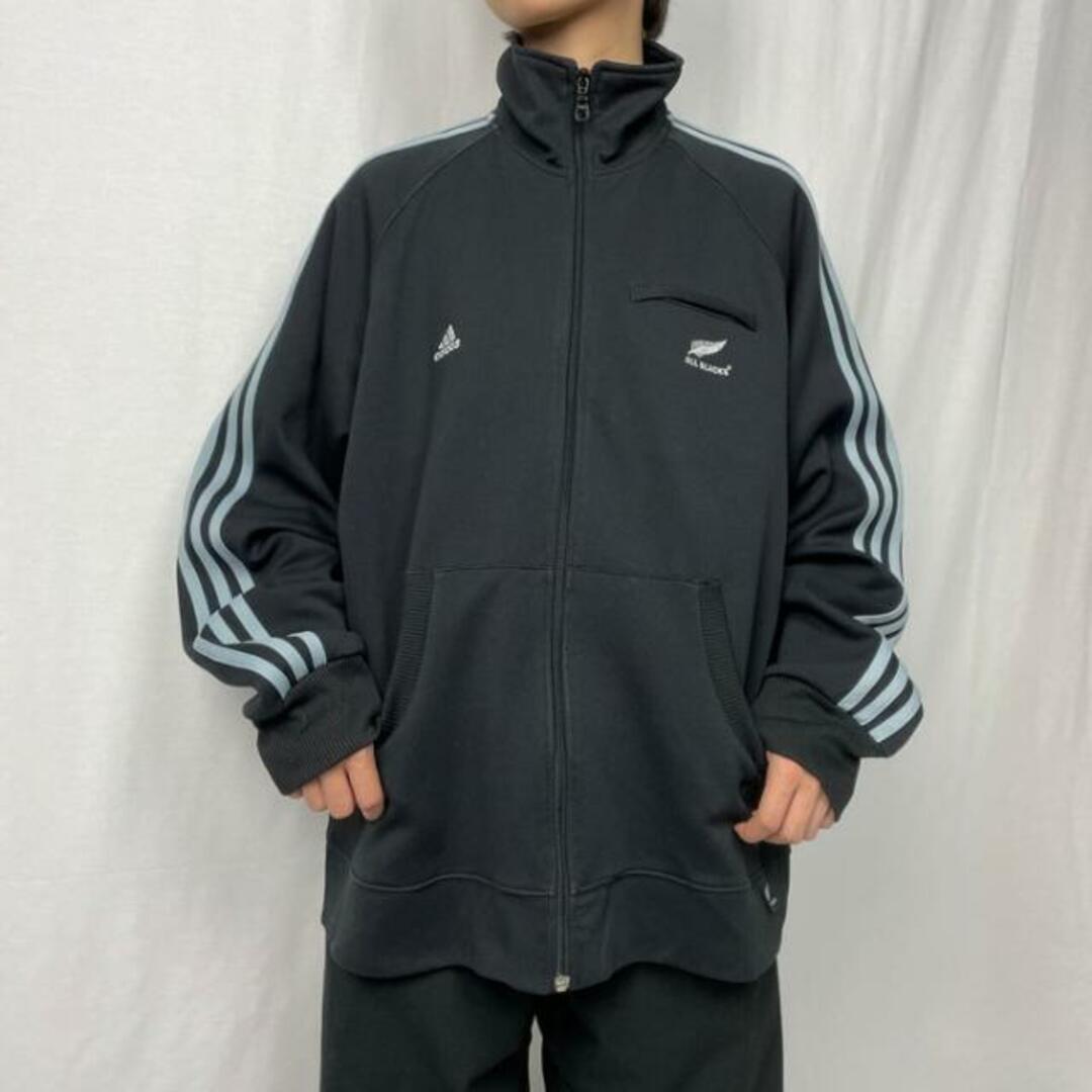 00年代 adidas ALL BLACKS アディダス オールブラックス パフォーマンスロゴ ジャージ トラックジャケット メンズXL