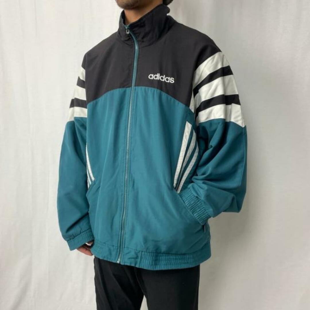 90s adidas　トラックジャケット　ネイビー×グリーン