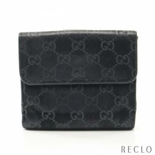 グッチ(Gucci)のGG柄 Wホック財布 スエード ブラック(財布)