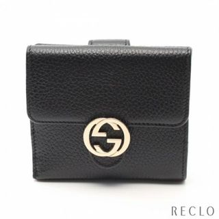 グッチ(Gucci)のインターロッキングG 二つ折り財布 Wホック財布 レザー ブラック(財布)