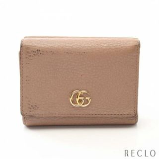 グッチ(Gucci)のプチ マーモント 三つ折り財布 Wホック財布 コンパクトウォレット レザー ピンクベージュ(財布)