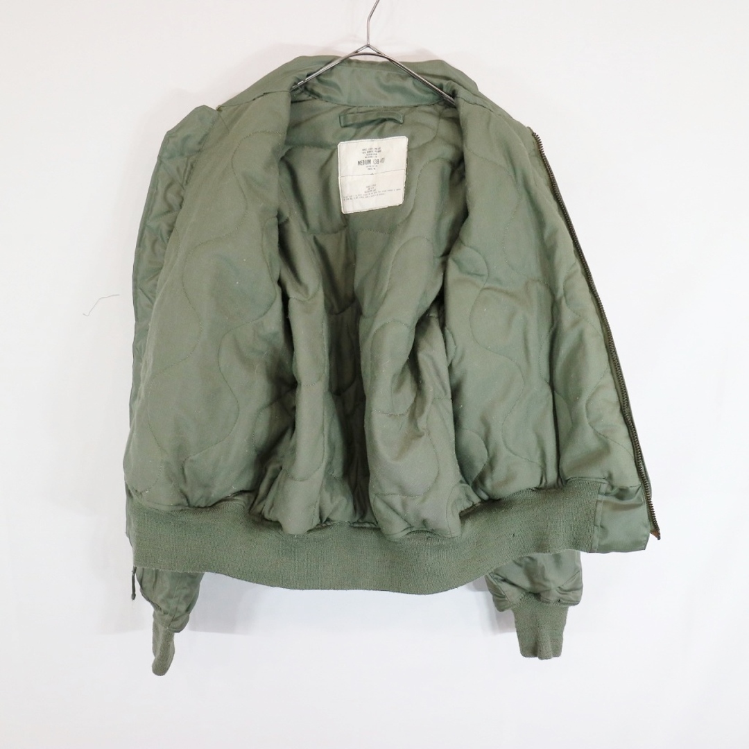 80年代 米軍実物 U.S.ARMY CWU45/P フライトジャケット 防寒 アメリカ軍 戦闘服 ミリタリー セージグリーン (メンズ M)   N5496