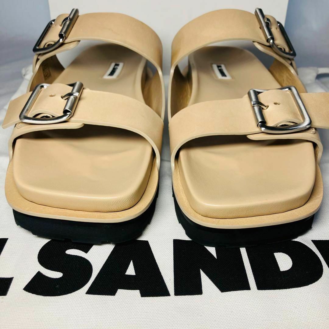 Jil Sander(ジルサンダー)のJIL SANDER レザー バックル サンダル 28cm EU44 ベージュ メンズの靴/シューズ(サンダル)の商品写真