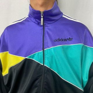 80年代 adidas アディダス ジャージ ラインデザイントラックジャケット メンズL-XL相当