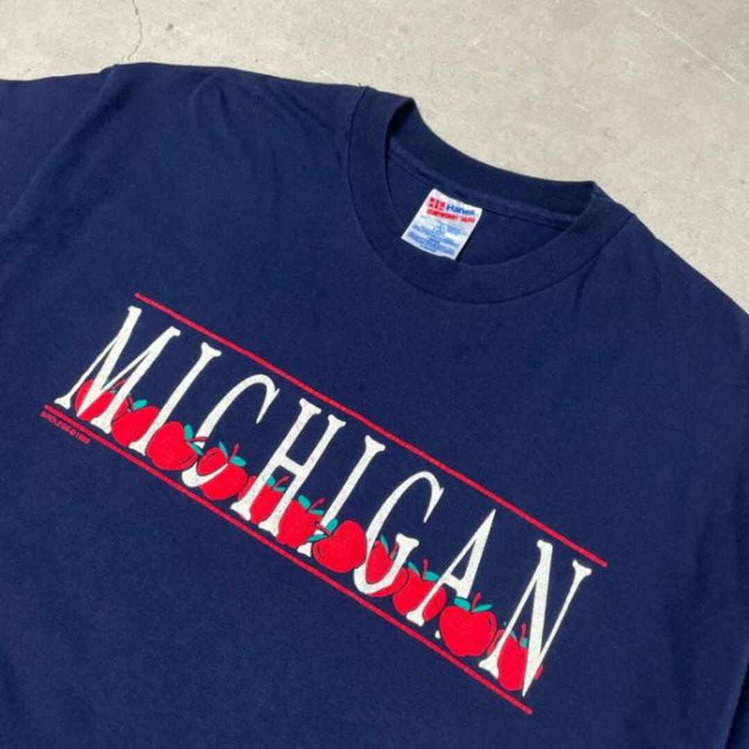 90年代 USA製 MICHIGAN ミシガン リンゴ ロゴ プリントTシャツ メンズXL