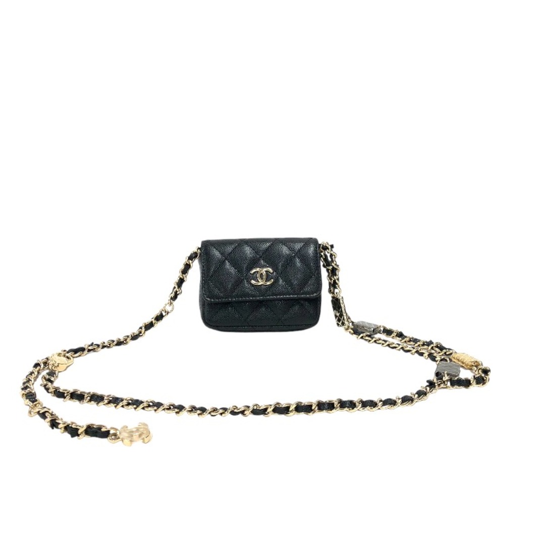 未使用 展示品 シャネル CHANEL マトラッセ チェーン ベルトバッグ ウエストポーチ キャビアスキン ブラック AP1952 VLP 90197989