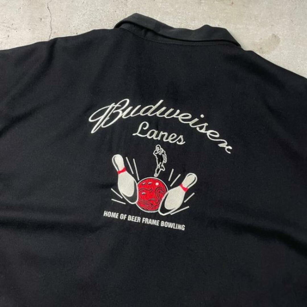 DEAD STOCK BUDWEISER バドワイザー 企業ロゴ 刺繍 ツートンカラー ボーリングシャツ メンズ3XL