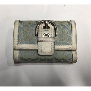 コーチ(COACH)のRR775 コーチ　二つ折り財布　ホワイト✖️ブルー(財布)