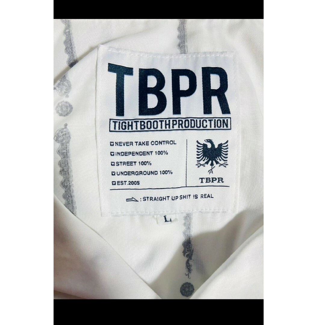 【Lサイズ モノクロバロック】完売 TBPR 長袖 オープンカラーシャツ BEP