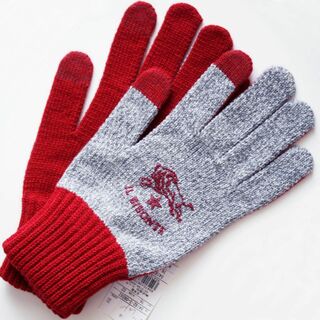 イルビゾンテ(IL BISONTE)の新品 メンズ スマホ対応 杢グレー／赤 ロゴ イルビゾンテ 手袋(手袋)