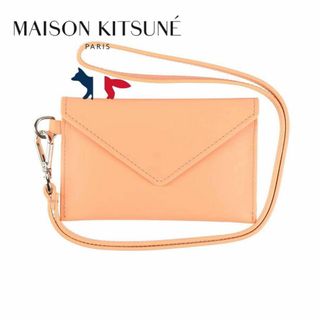 メゾンキツネ(MAISON KITSUNE')の新品 メゾンキツネ MAISON KITSUNE レザーポーチ ピーチ(ハンドバッグ)