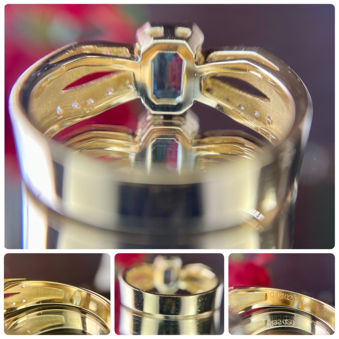 天然 サンタマリアアクアマリン ダイヤモンド 計1.05ct K18  レディースのアクセサリー(リング(指輪))の商品写真