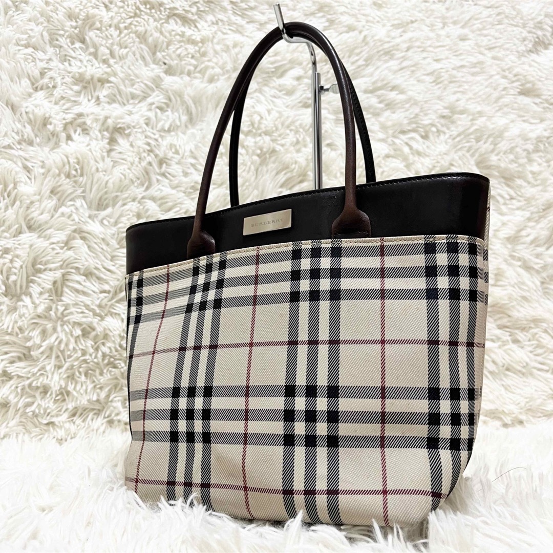 BURBERRY バーバリー ノバチェック ハンドバッグ レザー ブラウン-