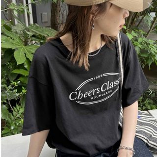 ディスコート(Discoat)のディスコート　レーベルロゴプリントドロストTシャツ(Tシャツ/カットソー(半袖/袖なし))