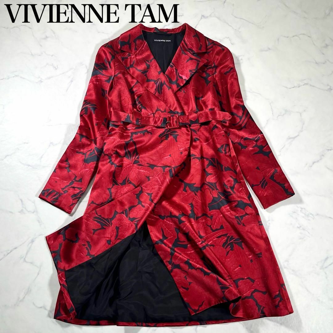 【極美品】VIVIENNE TAM ヴィヴィアンタム　シルク総柄ベルテッドコート