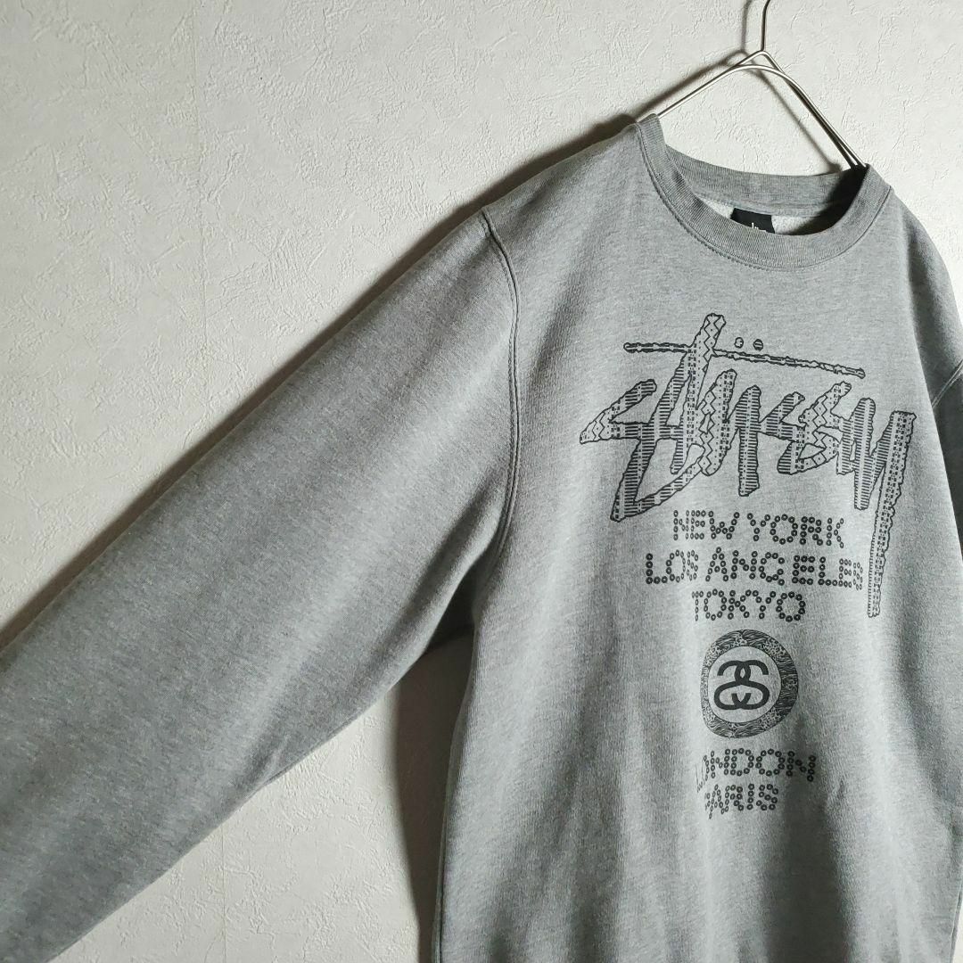 《USA製》stussy☆ステューシー☆M☆グラフィックロゴ☆グレー☆灰