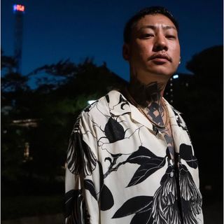 GAKKIN BUDSPOOL 舐達麻 廻り花 シャツ セットアップ Lサイズの