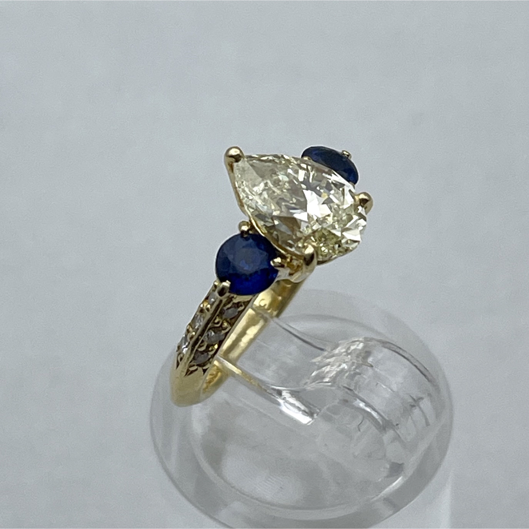 k18 ダイヤ1.33ct サファイア0.58ct リング - リング(指輪)